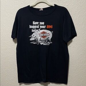 Harley-Davidson Vintage Men's Black Tee. Dated 1982. Good Vintage Condition.